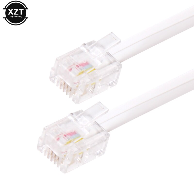 Rj11 6 p 4c telefoon verlengkabel connector wit
