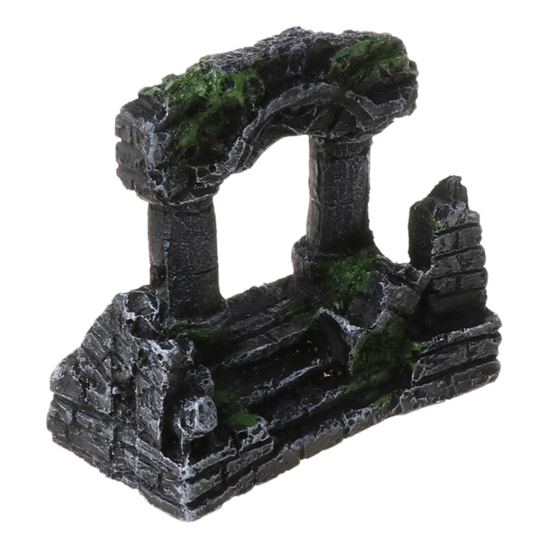 Resin Rome Square Stone Pillars Aquarium Landscaping Fish Tank Decor Bi-Columns