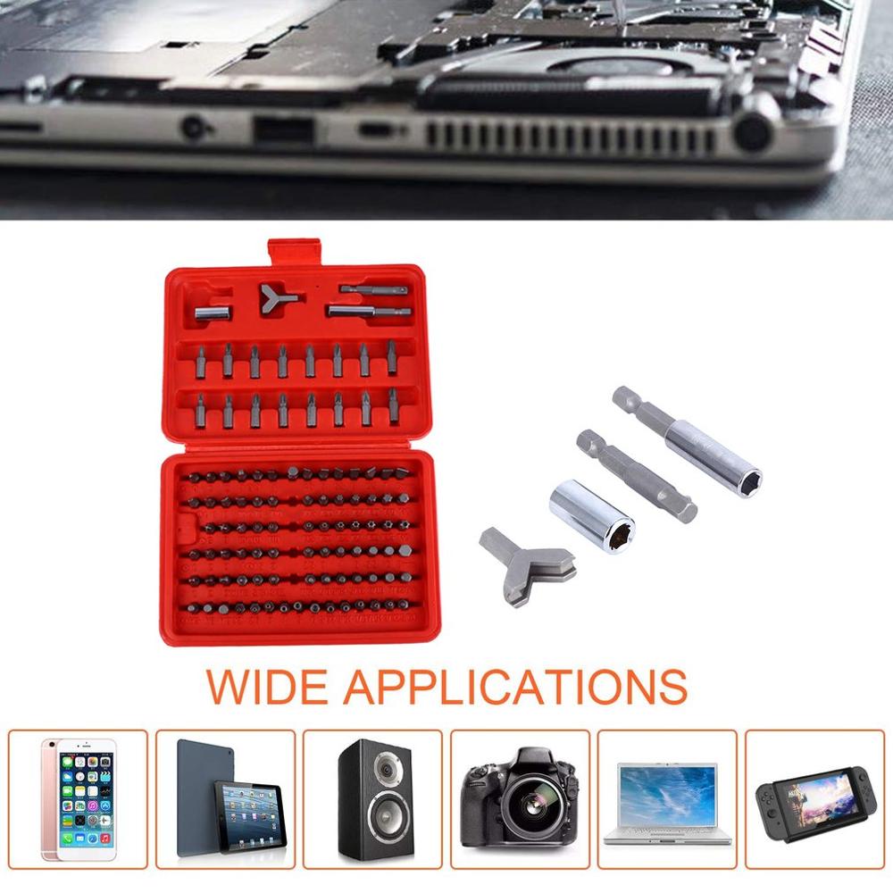 100pcs Chrome Security Bit Tool Set Torx Hex Drill Star Spanner Screw Driver Tri-wing Spanner Hex Fasteners Screwdriver Bit