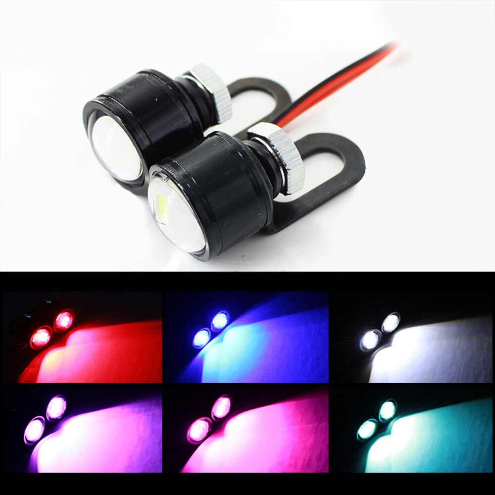 1 Pair LED Strobe Hawkeye DRL Tail Light Backup Lamp Motorcycle Mirrors Mount Eagle Eye Running Lamp