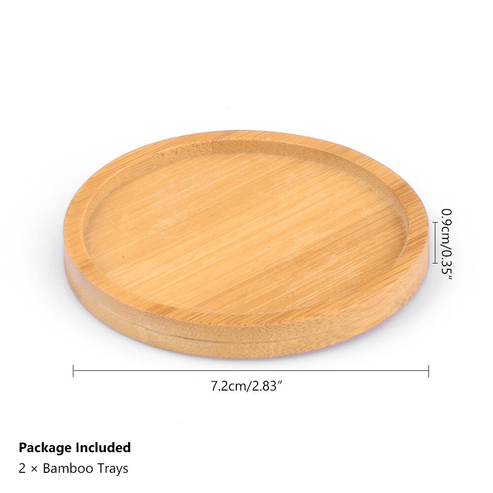 2pc Bamboo Home Mini World Garden Decoration Pot Trays Miniature Figurines Flowerpot Plate DIY Accessories Ornaments: Circle 2x 2