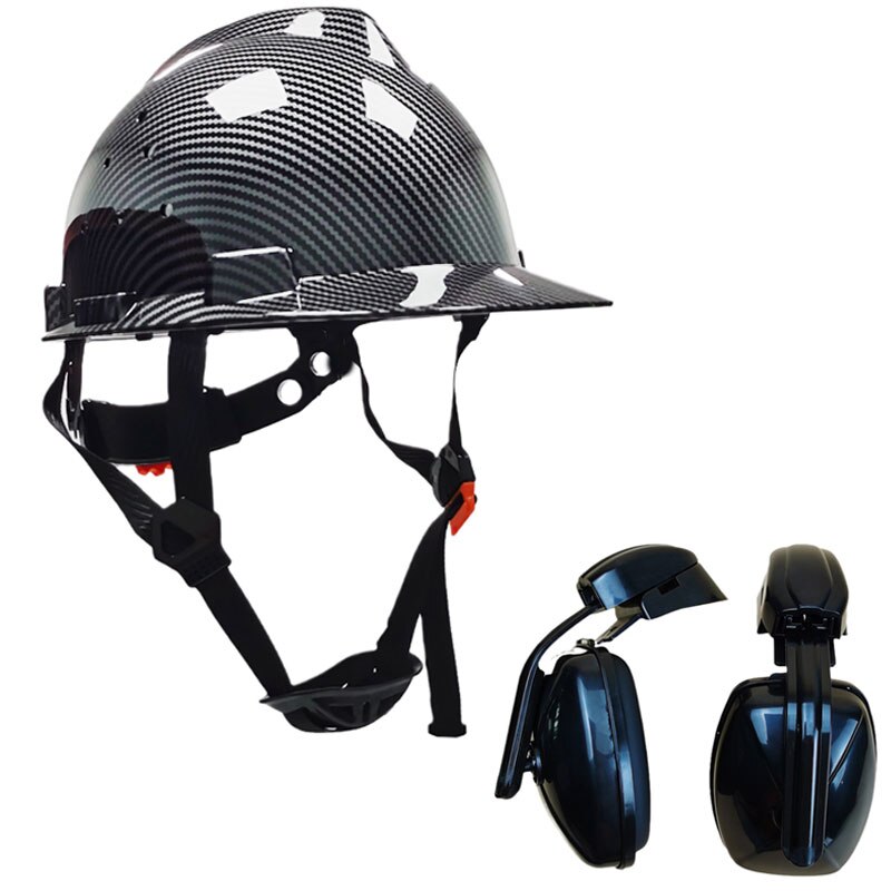Sicherheit Helm mit Ohrenschützer Sicherheit Schutz Harte Hütte Bau Arbeit Kappe für Reiten Industrielle Sicherheit Helm: Loch Helm einstellen C