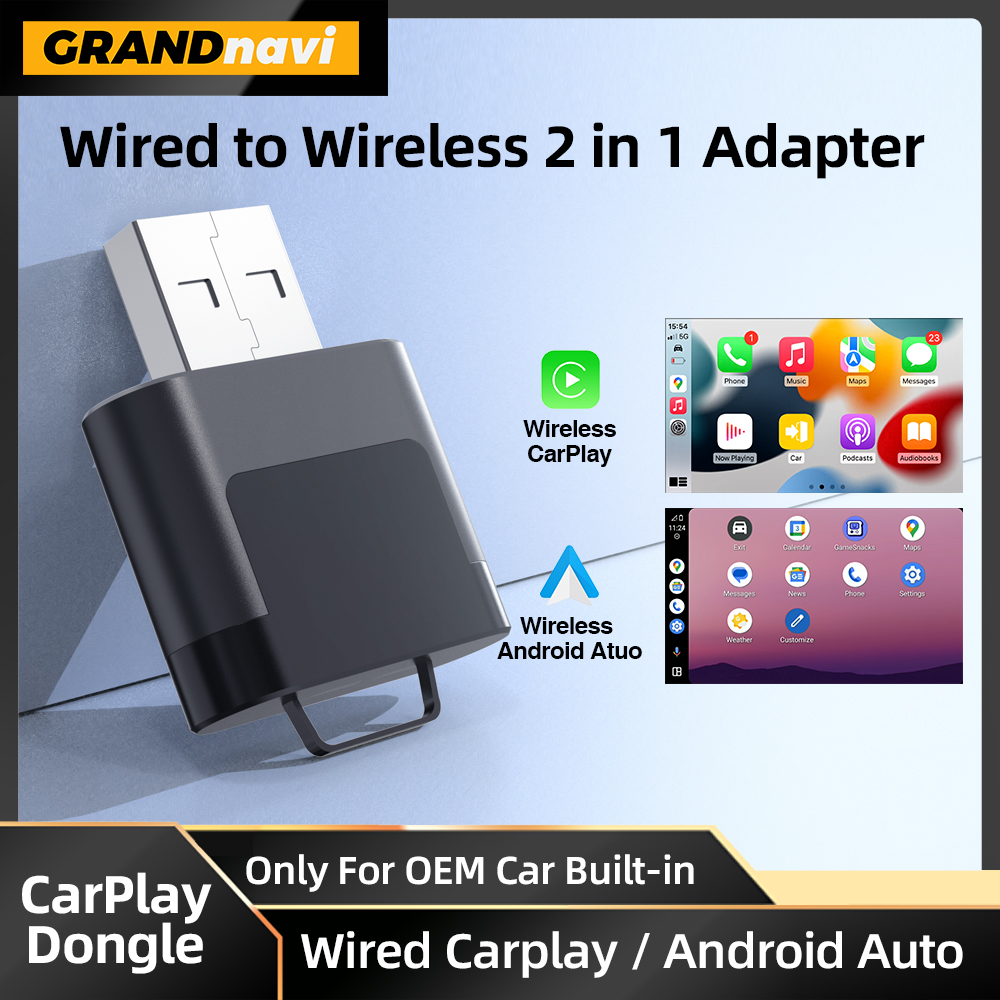 Trådbunden till trådlös carplay android auto 2 i 1 miniadapter 5 ghz wifi 5 lämplig för 98%  av original trådbundna carplay/autobilar