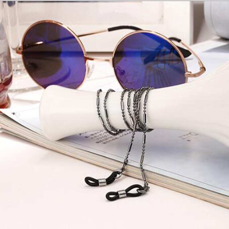 Abalorio de cordón para gafas de color negro, dorado y plateado, cadena de , correa para gafas, cordones informales, accesorios para gafas: Black