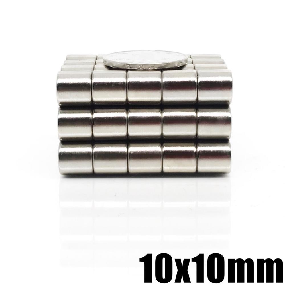 5/10/20/50Pcs Super Sterke Krachtige Ronde Cilinder Magneten 10X10 Zeldzame Aarde Neodymium Magneet 10*10 Mm Art Craft Verbinding