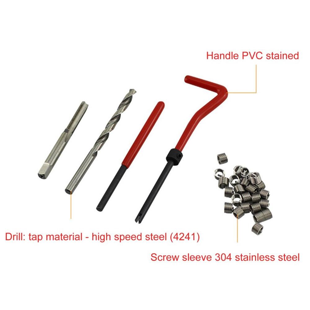 131 Pcs Engine Block Restoring Damaged Thread Repair Tool Kit M5 M6 M8 M10 M12 for Helicoil Car Repair Tools Coarse Crowbar