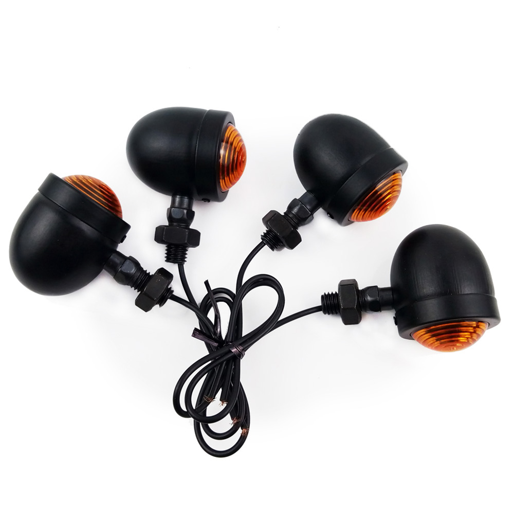12V Motorcycle Mini Retro Motorcycle Turn Signal Lights 1-Wire Amber Light For Halley