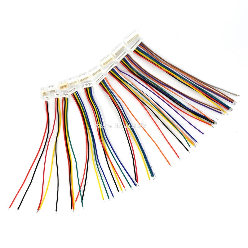 10Sets Male & Female Cable Connector XH 1.25 2/3/4/5/6/7/8/9/10 Pin Single Head Plug With 10cm Electronic Wire Connectors
