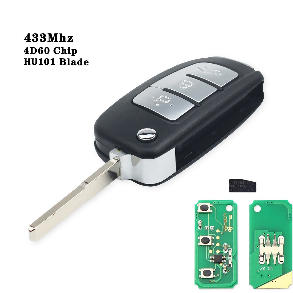 KEYYOU-llave de coche con Chip HU101/FO21, 4D63/4D60, 433MHz, para Ford Fusion, Focus, Mondeo, , Galaxy: Modified 60 Chip