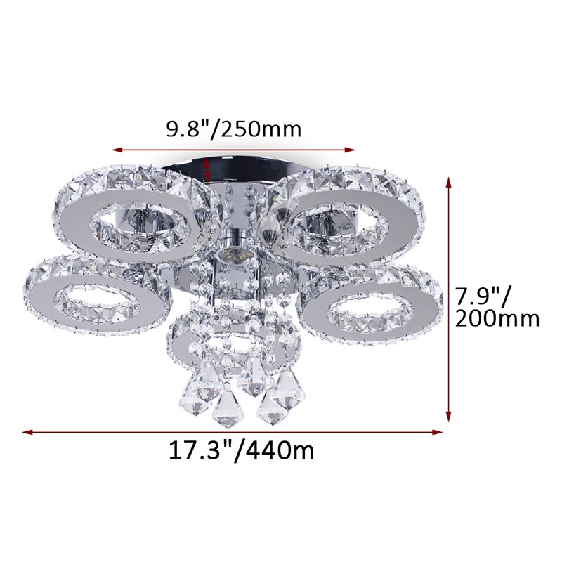3/5 Ringen Moderne Kristallen Kroonluchter 30W Led Plafond Ronde Kroonluchter Binnenverlichting Home Voor Woonkamer Slaapkamer plafon Glans