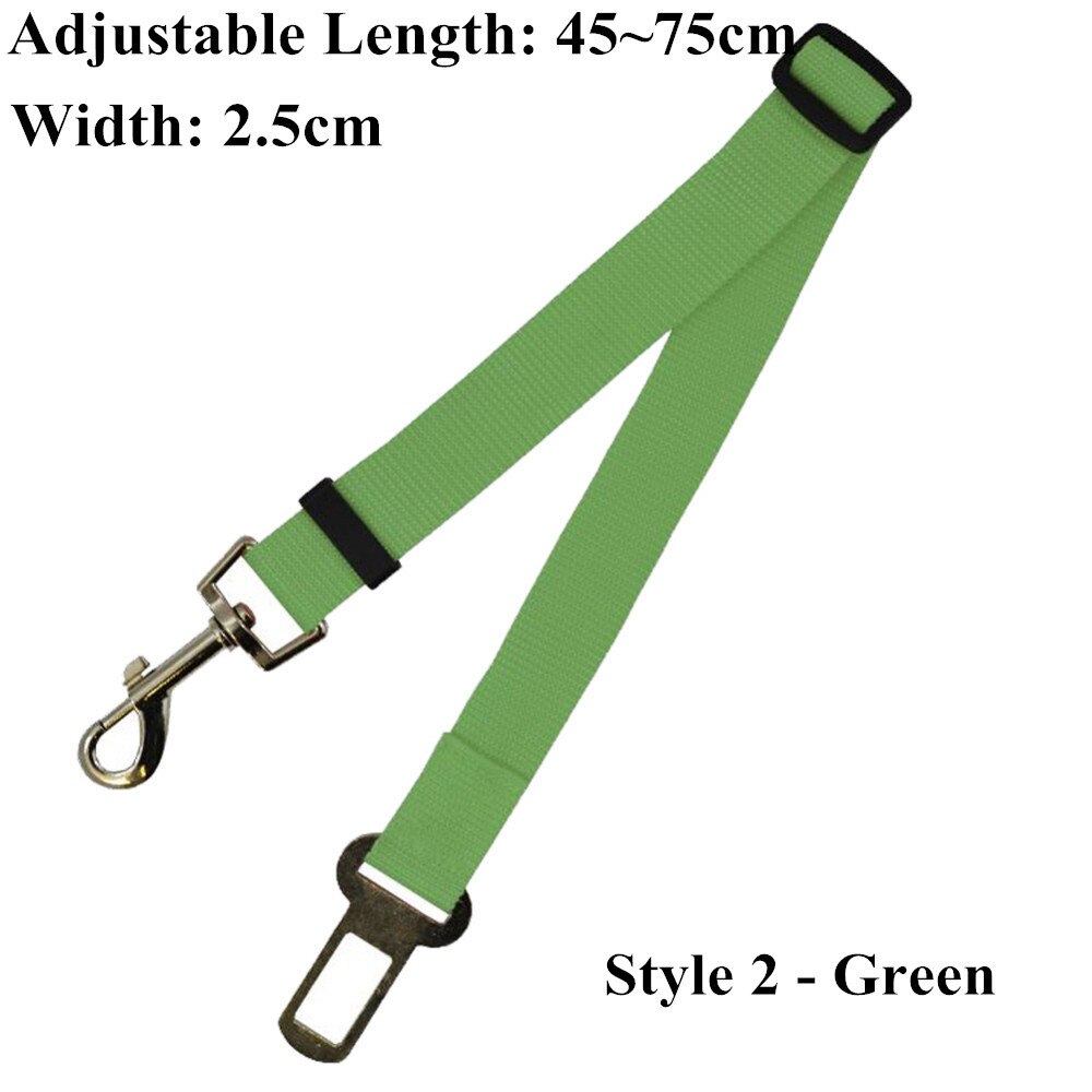 Verstelbare Nylon Pet Hond Autogordel Kat Puppy Lood Kleine Medium Honden Voertuig Leven Veiligheid Riem voor Teddy Yokie: 1pc style 2 green