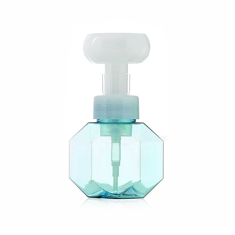 300ml flydende sæbe dispenser blomst form skum skumpumpe tom flaske plast klar flaske shower gel skum pumpe flaske: Blå