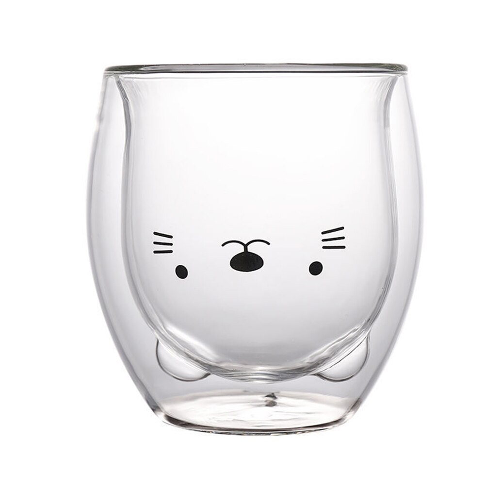 Tasse en verre Double transparente, motif ours mignon, pour café, boisson au lait, pour Couple: C