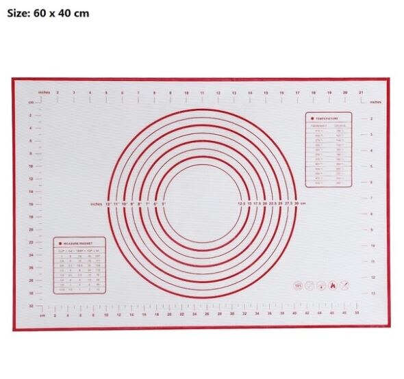 Non-stick silikone bagemåtte konditorværktøj dej rullende ark liner bagepander konditori tilbehør kage dekorationsværktøjer: Rød 40 x 60cm