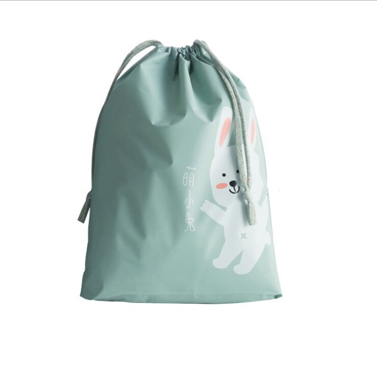 Portable Waterproof Lovely Cartoon Travel Pouch Underwear Shoes Storage Bag Travel Organizer Clothes Packing Drawstring Bag: Cartoon rabbit / S