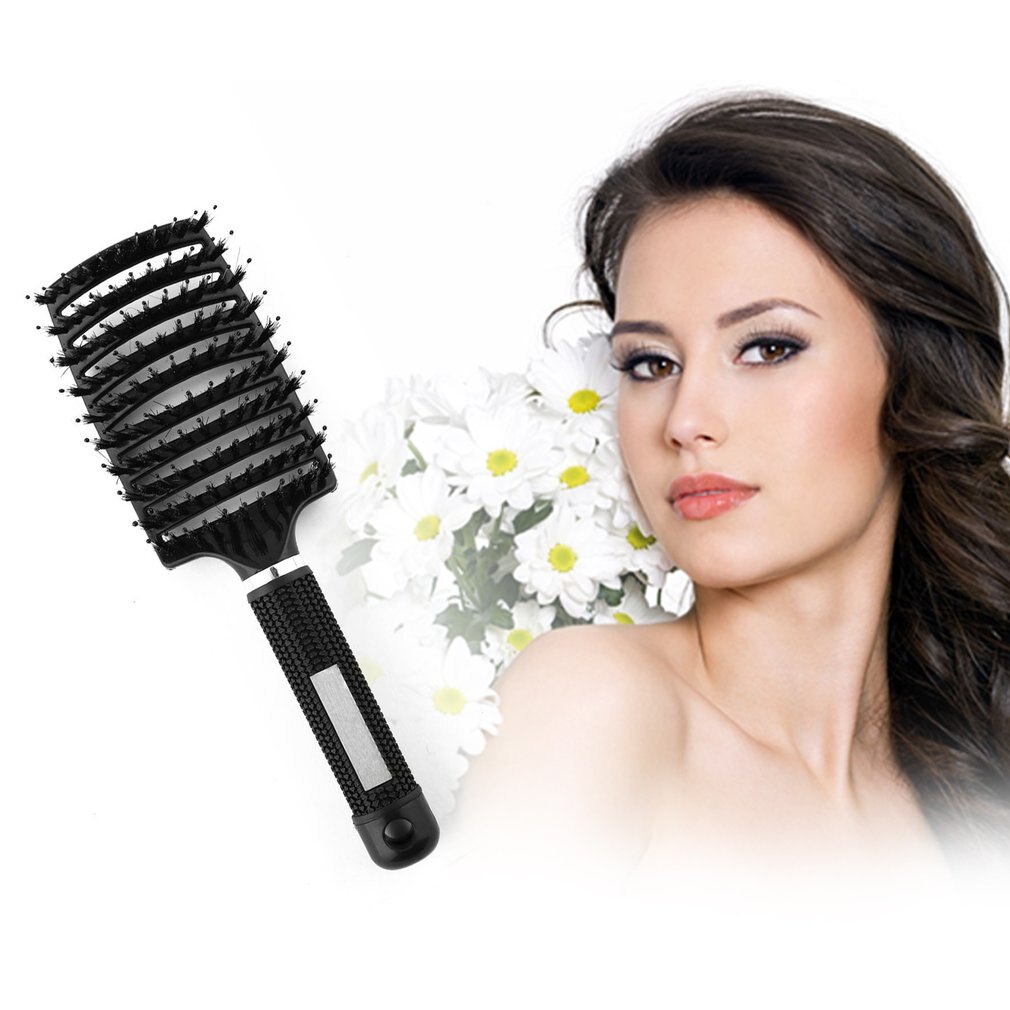 Vrouwen Haar Hoofdhuid Massage Kam Varkenshaar En Nylon Haarborstel Natte Krullend Ontwarren Haar Borstel Voor Salon Kappers Styling Tools