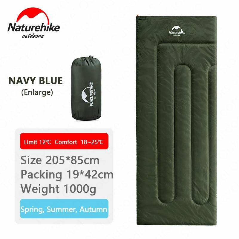 Naturehike Sleeping Bag Envelope Type 3 Seasons Single Person Waterproof Warm Cotton Sleeping Bag Outdoor Camping Travel: Enlarge-Green