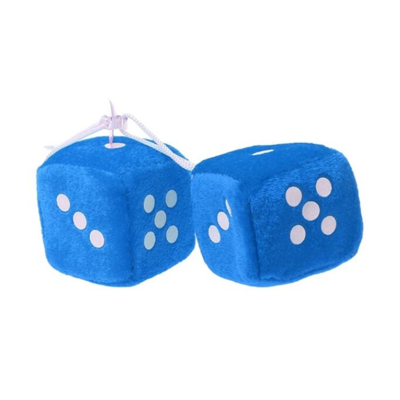 2 stk/parti bil plys vedhæng med diffuse terninger punkter bakspejl krog dekoration bil stil tilbehør bil dekoration: Blå