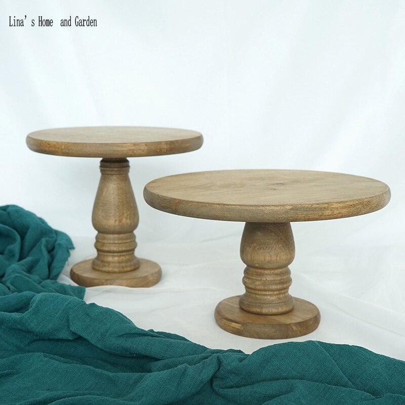 handmade nature vintage wooden pedestal cake stand