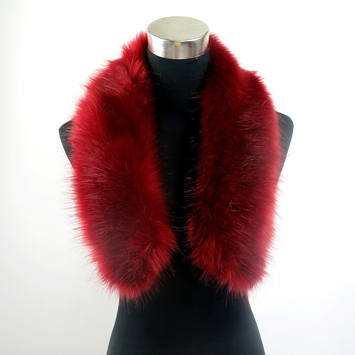 Bufanda de piel sintética de mapache, chal largo de piel, cuello de piel sintética, color rosa, chal de piel unisex para invierno: wine red