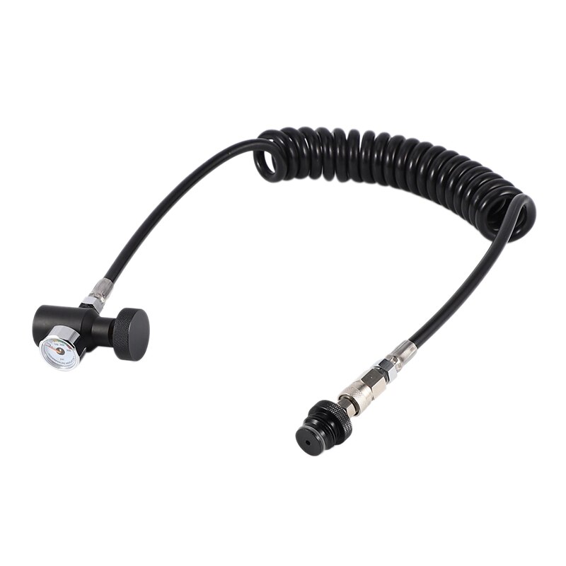 PCP Remote Hose Coil Line with Quick Disconnect & 3000Psi Mini Gauge 2.5M(Extend)