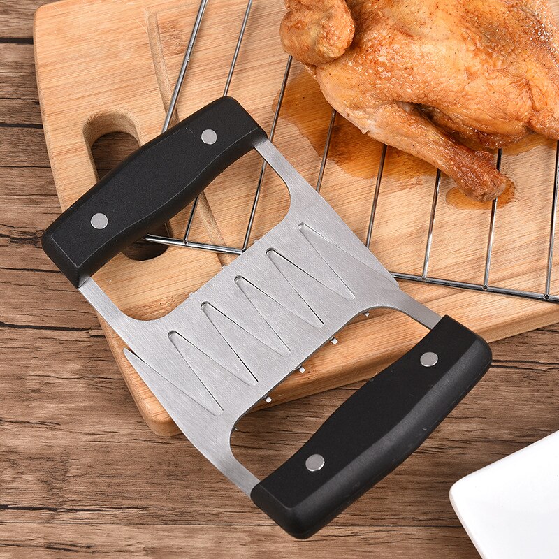 Pp handvat roestvrij staal berenklauw vleesverdeler multifunctionele handbeschermer voor het scheuren van gekookt vlees barbecue: Default Title