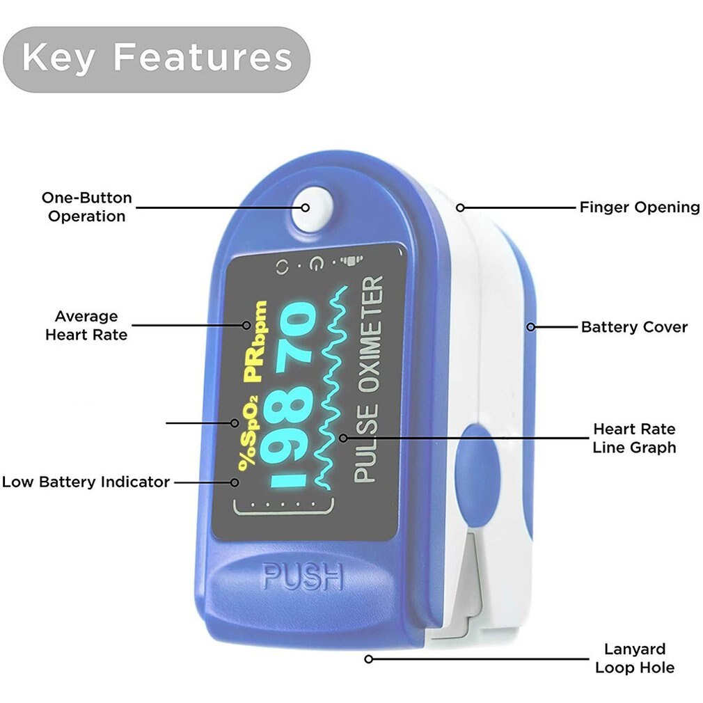 Fingerclip oximeter ren silikone gel hjerterytme puls oximetri pulsmåling måling af iltindhold i blodet 1 stk