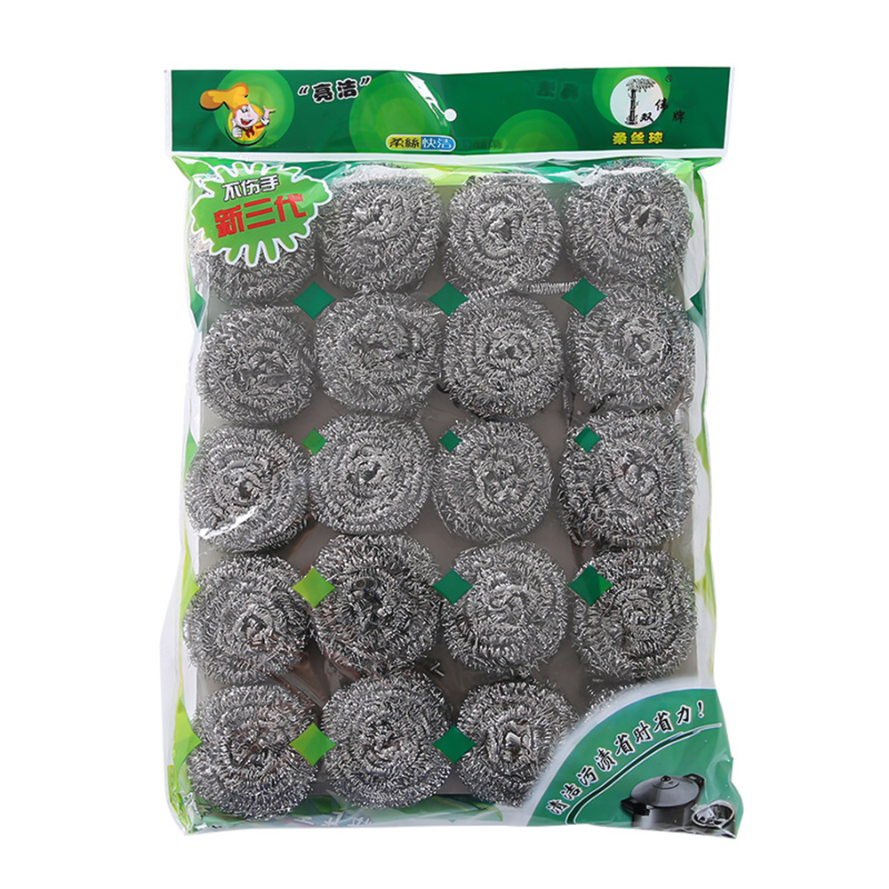 20pcs/bag Kitchenware Scouring Pad Household Stainless Steel Wool Kitchen Supplies Pot Scrubber Kitchen Cleaner Pan Scourer