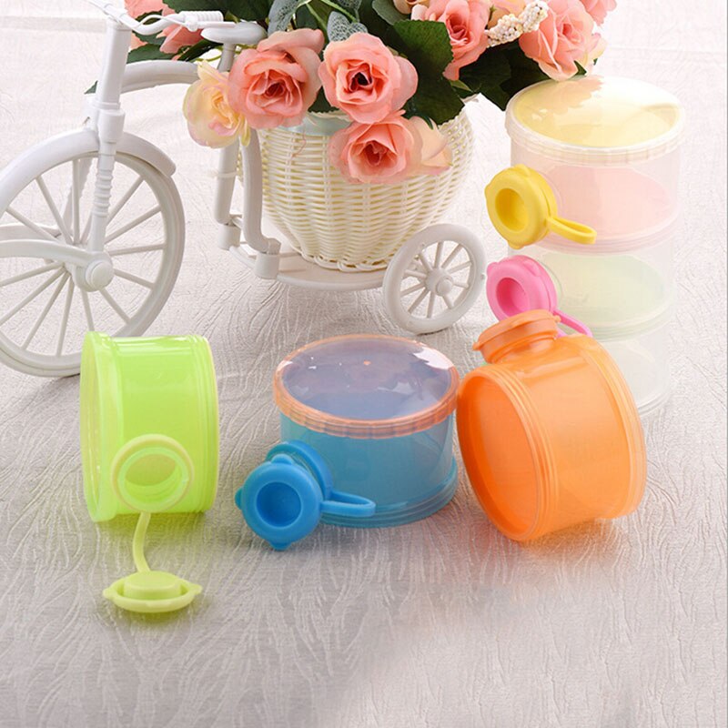 1 st. 3 lagen draagbare babymelkpoeder formule dispenser opbergdoos bakken container voedsel opslag voedingsdoos zijopener