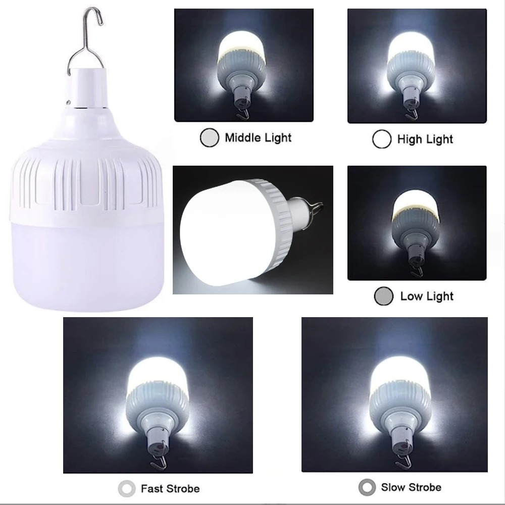 1-8 stk. bærbare utendørs campinglys led-nødlyspære med høy effekt usb-oppladbar lampekrok teltlykt nattlyspære