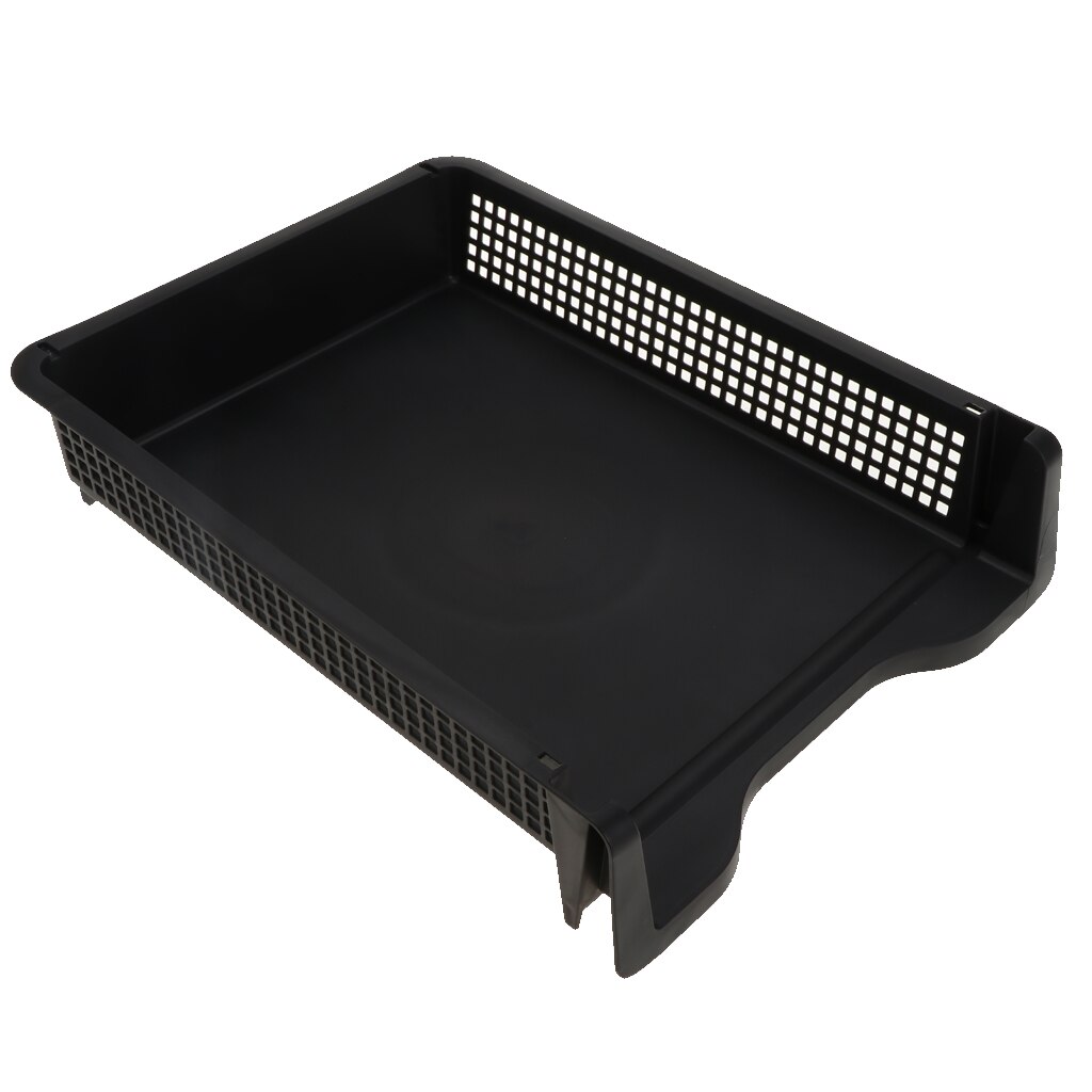 Acrylic Side Load Stackable A4 Paper Tray Organizer Folders Storage: Black