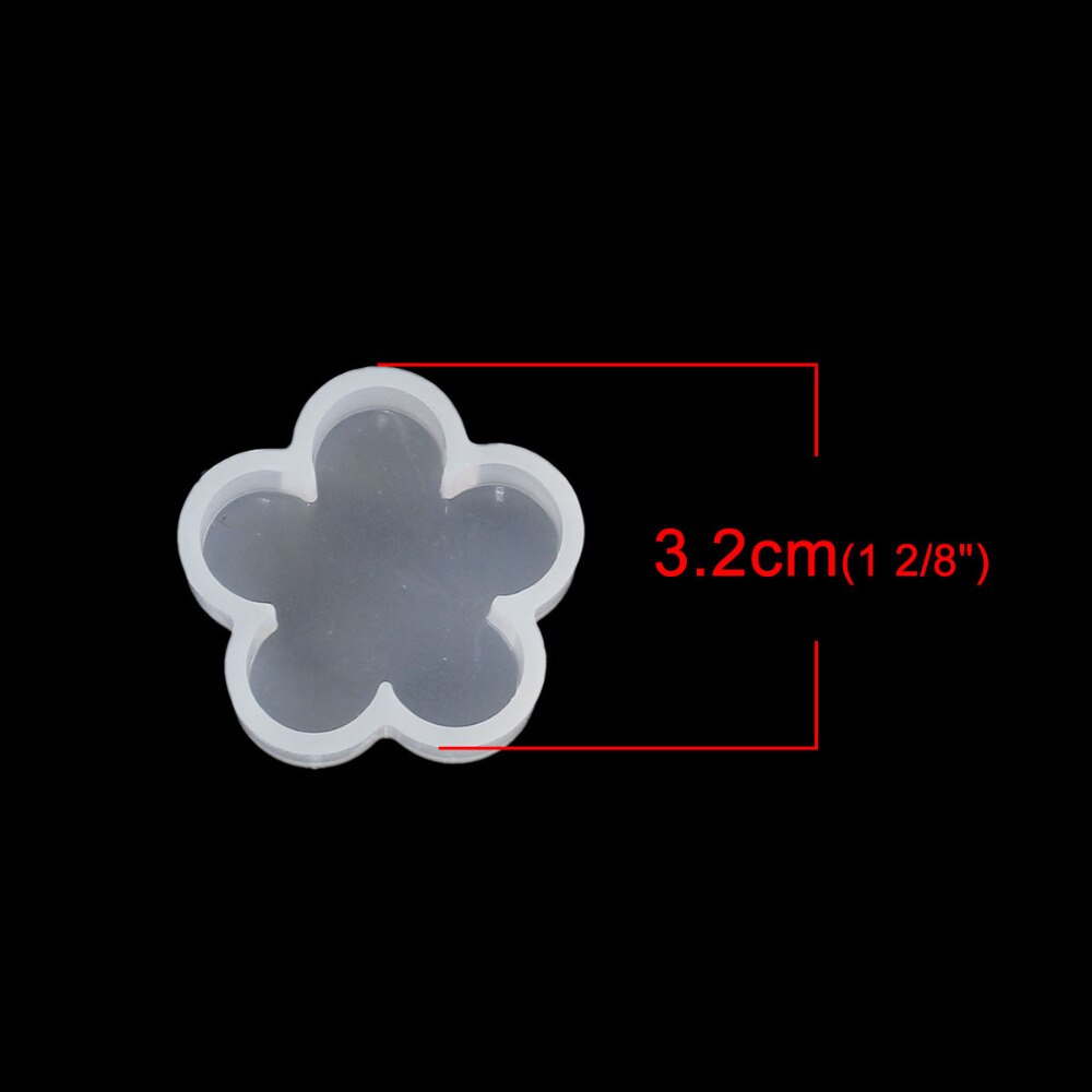 Silikone harpiks form blomst form dekorative diy krystal epoxy harpiks forme til badges smykker fremstilling hvid 3.2*3.1cm 5 stk.