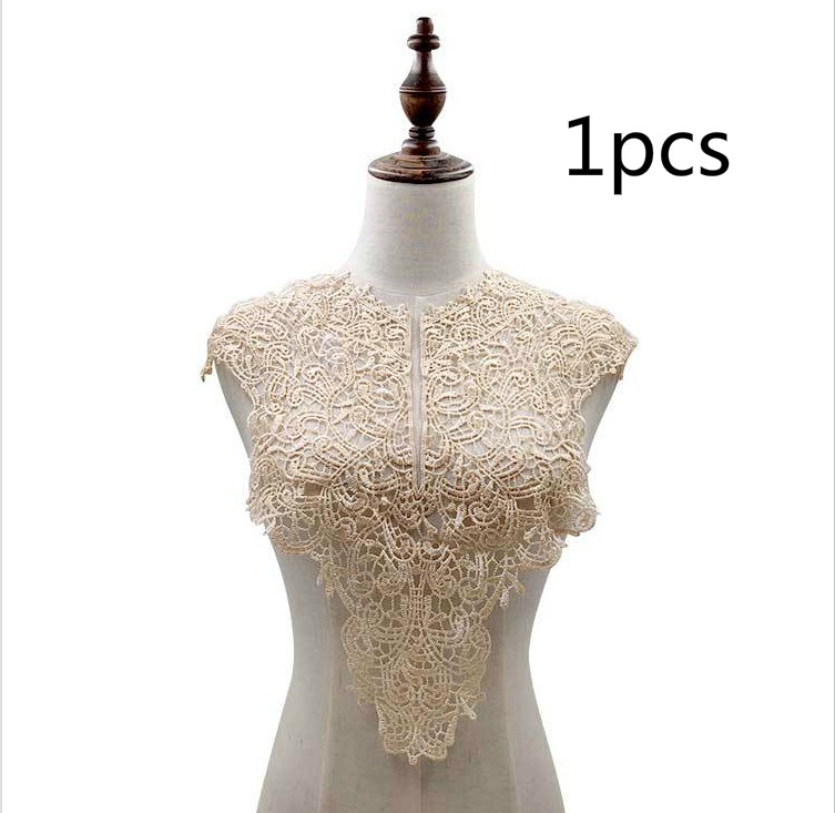 Vandopløselig blondekrave tredimensionel hul broderi brystet polyester silke broderi krave diy blonde tilbehør: A -1 stk