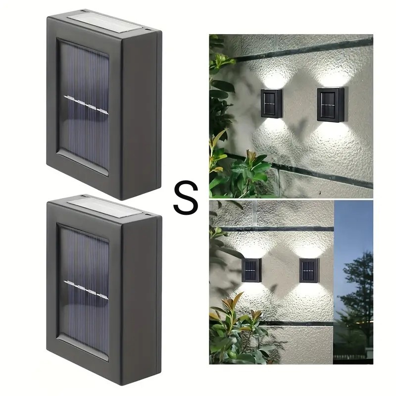 2 LED Solar Light Outdoor Waterproof Solar Wall Lamp Up and Down Lighting Garden Stairs Fence Decoration Sunlight Powered Lamp: Luna Azul