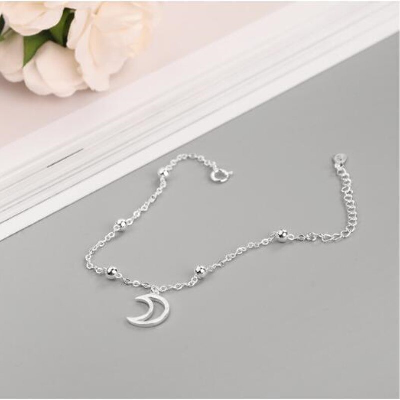 Korean Style 925 Sterling Silver Jewelry Hollow Moon Beaded Ball Simple Female Bracelets SB124