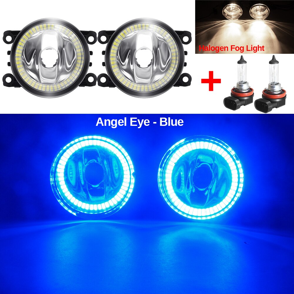 Angel Eye Mistlamp Auto Halo Ring Fog Lamp Drl H11 12V Voor Mitsubishi L200 Pajero Outlander Colt Triton eclipse Endeavor Galant: Warm White and Blue