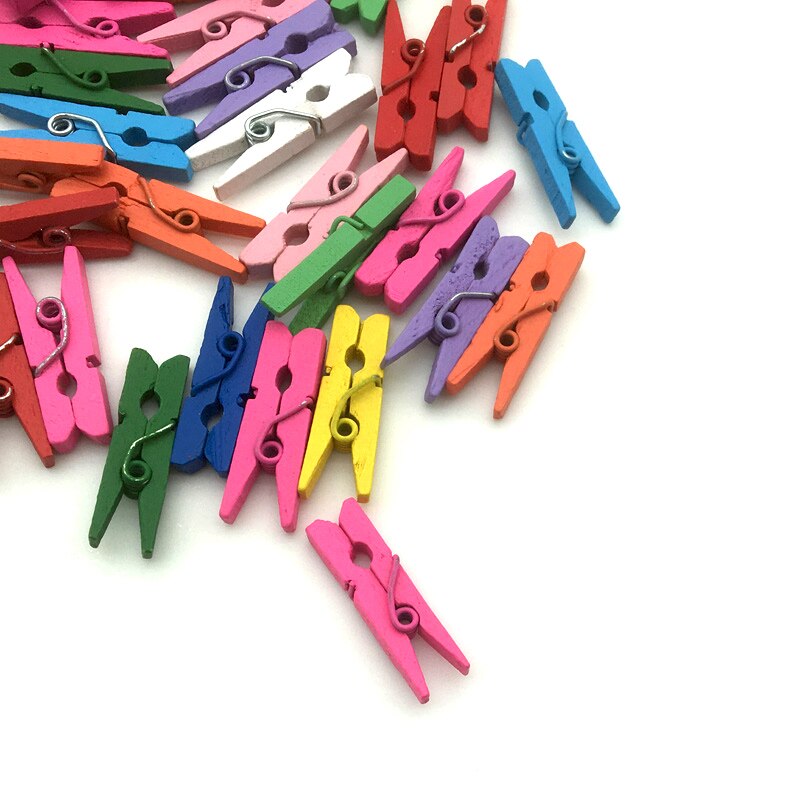 Clips de madera grandes para decoración de ropa, Clips coloridos de tres tamaños, 25/30/35mm, para fotos y paredes, 50/75/100 Uds.