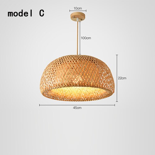 Nordic Hanglamp Houten Hanger Weven Bamboe Opknoping Lamp Retro Tuin Restaurant Studie Slaapkamer Woonkamer Lamp Lightiing
