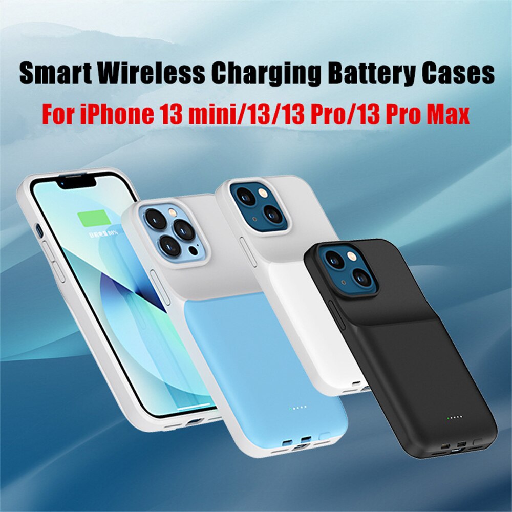 Power Bank Cover For iPhone 13 Pro Max 13 Pro 13 min Wireless Charging Battery Charger Cases 8000mAh Backup Powerbank Cases