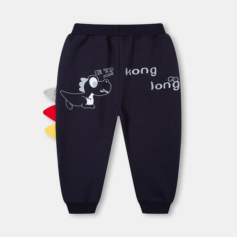 Boys Trousers Autumn kids Cartoon Dinosaur Elastic Waist Long Pants Pockets Outwear Kids Sports Clothes