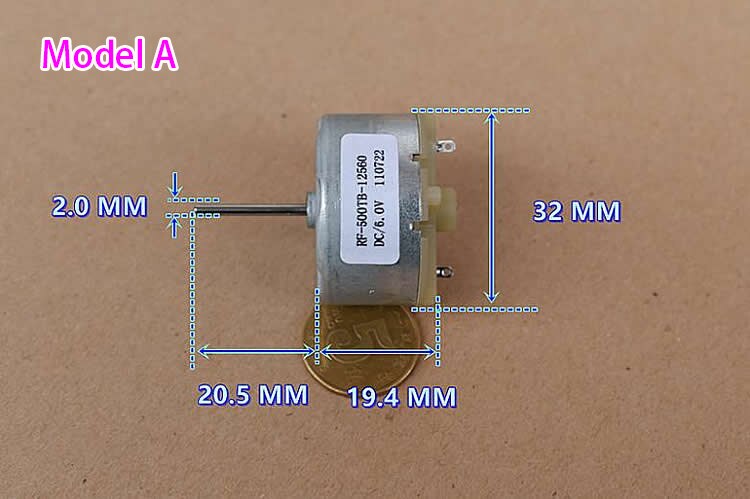 RF-500TB-12560/ RC500-KW/16260 Motor DC 12V Micro Round 32mm Diameter Spindle Engine Long Shaft