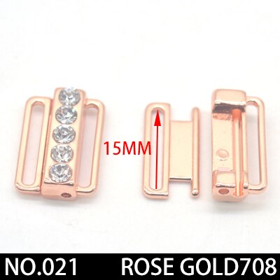 2 stks/partij zilver goud Rechthoek Tape Sluiting Haak &amp; Sluiting Strass beha gesp Taille Extenders Naaien Kleding Beha Clip haak: 021 15mmrosegold2pcs