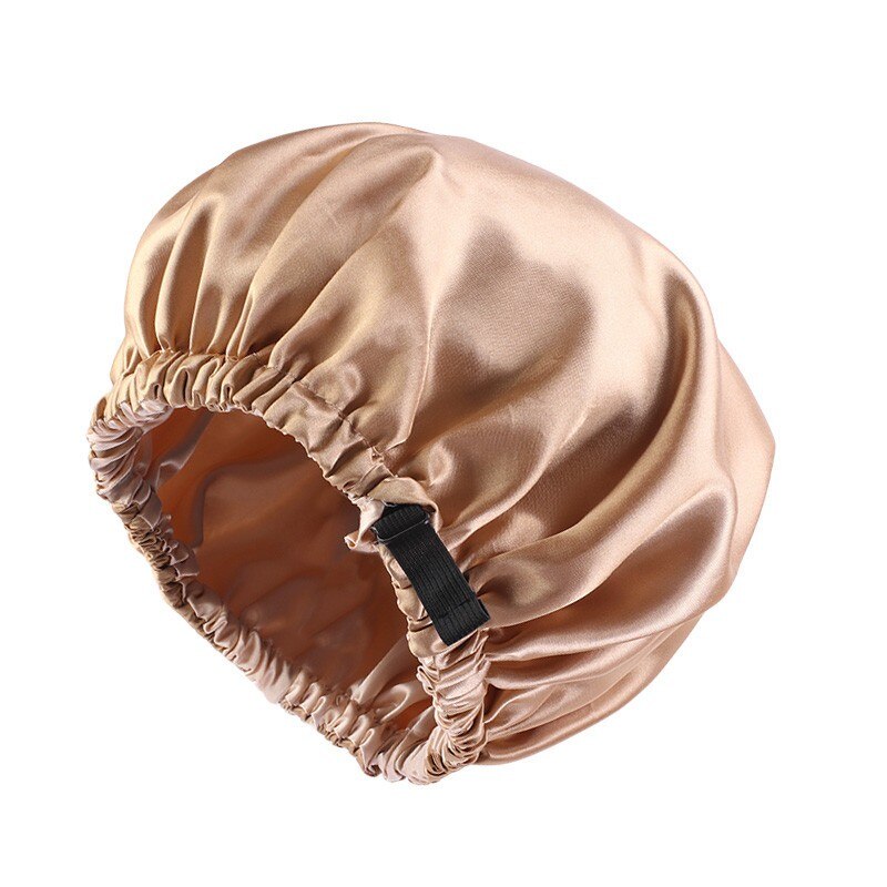 Women Satin Bonnet Hair Cap Double Layer Sleep Night Cap With Invisible Flat Adjusting Button Head Cover Bonnets Hat