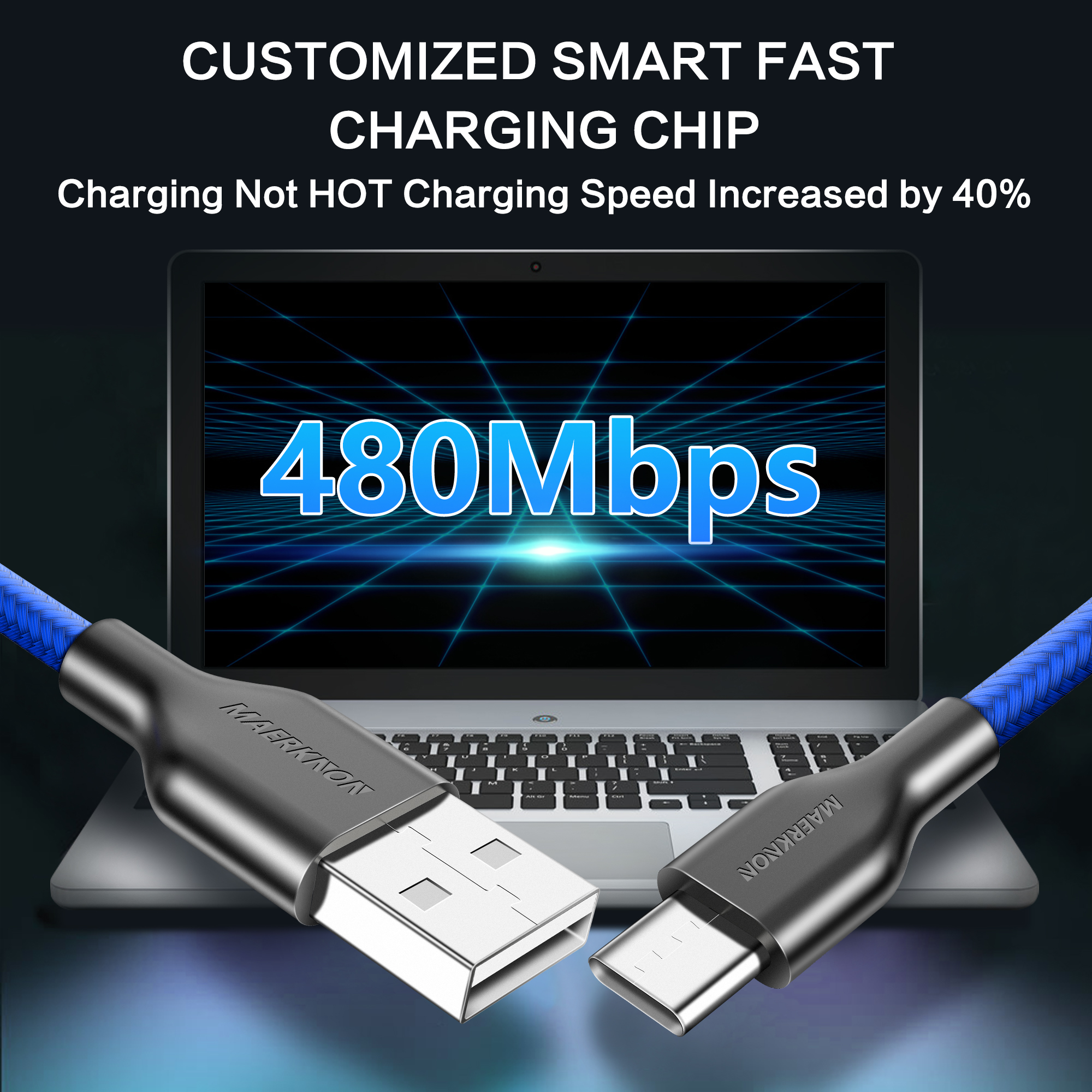 Maerknon – câble USB Type C QC 3.0 3A, charge rapide, transfert de données, compatible avec Xiaomi, Samsung, Oneplus, Huawei