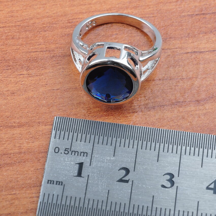 Set di gioielli da sposa per donna orecchini in argento con zirconi blu e collana con ciondolo anelli set di braccialetti JS0371