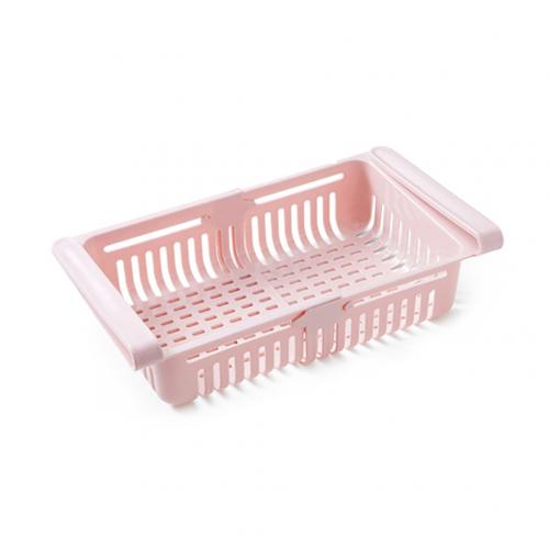 Household Pull-out Refrigerator Storage Box Holder Food Organizer Drawer Shelf: Pink