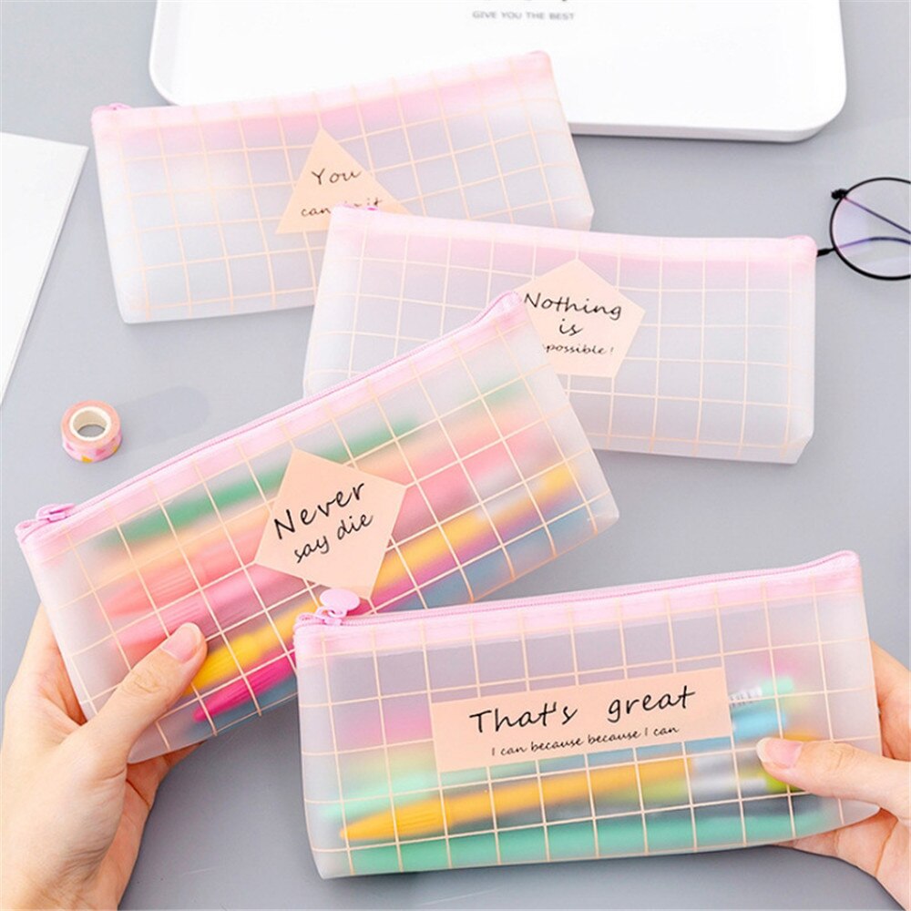 Big Capacity Waterproof Kawaii Pencil Case TPU Zipper File Bags,Invoice Pouches,Bill Bag,Pencil Case School Supplies