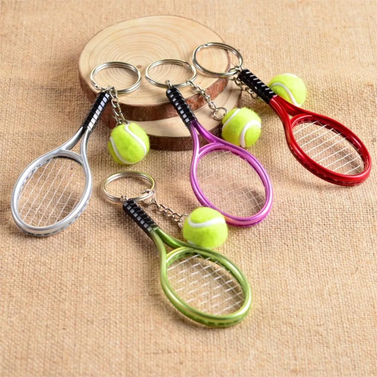 Mini llavero con colgante de raqueta de tenis, bonito llavero deportivo, buscador de anillos, accesorios Holer, para fanáticos de adolescentes