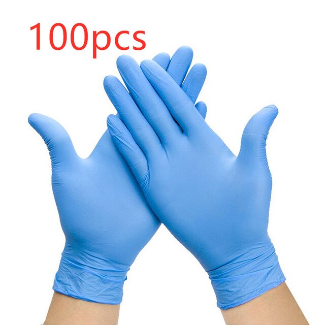 Engangshansker lateks 20/100 stk nitrilgummihansker laboratoriearbeidsvernhansker husholdningsrengjøringshansker håndbeskyttende: Bule 100 stk