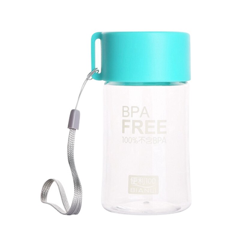 Mini Wasser Flasche Dicht transparent Wasser Flasche Tragbare Kleine Wasser Flaschen Mit Seil Für Studenten draussen Kunststoff Tasse: Blau